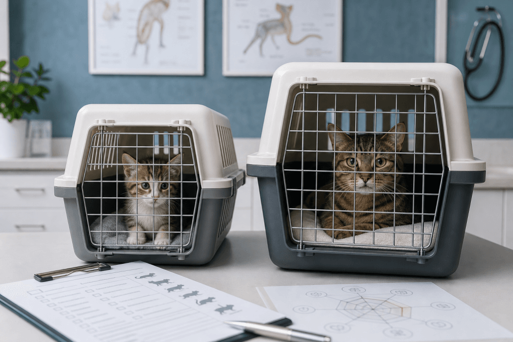 Cepljenje mačk in priprava individualnega veterinarskega načrta za mladiča in odraslo mačko.