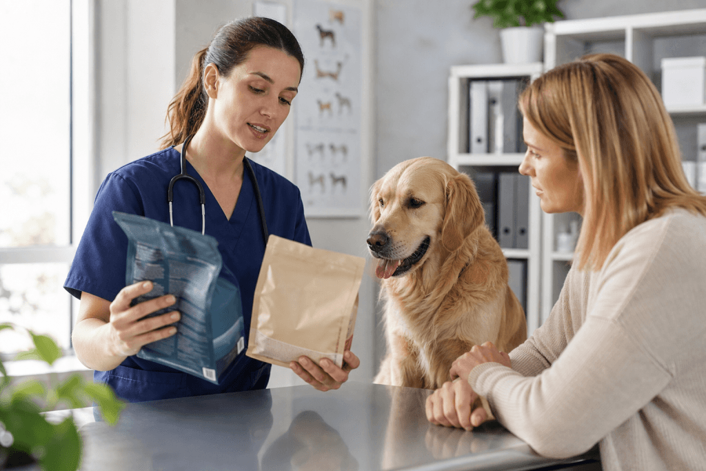 Veterinar pomaga pri izbiri primerne nove pasje hrane